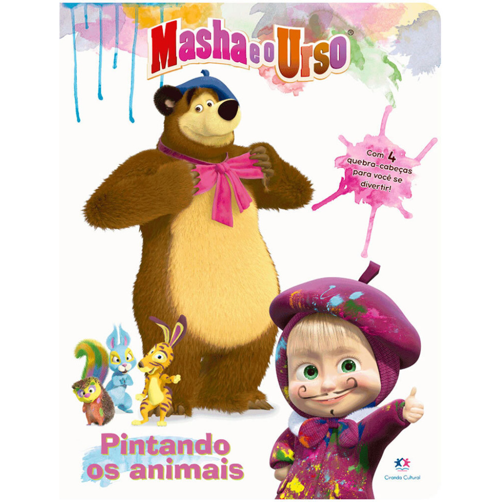 Masha e o urso pintando os animais pintando os animais com 4 quebra-cabeças para você se divertir!