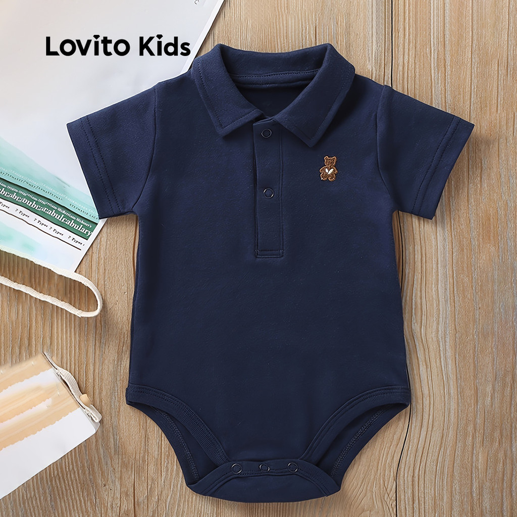 Lovito Body Infantil Casual Bordado Todas As Estações Azul Marinho Para Bebê LNL106008 em Oferta na Shopee