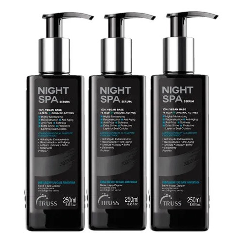 Kit 3 Truss Night Spa 250ml | Tratamento Noturno Vegano
