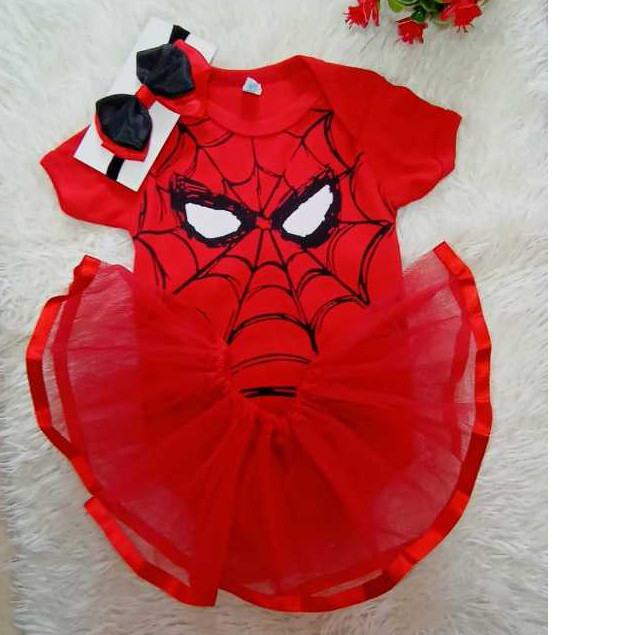 Kit Body Bebê Mesversário Temático Homem Aranha Menino Menina e menino  Body + Saia de Tule + Laço Infantil Ensaio