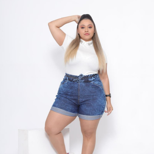 Promoção Short Jeans Jogger Plus Size Com Elastano Elastico Cos Alto Com 2 Bolsos Traseiros em Oferta na Shopee