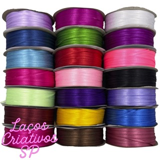 Fita de Cetim N°0 (3mm) – Rolo 100mts | Artesanato, Laços, Costura e Decoração em Oferta na Shopee