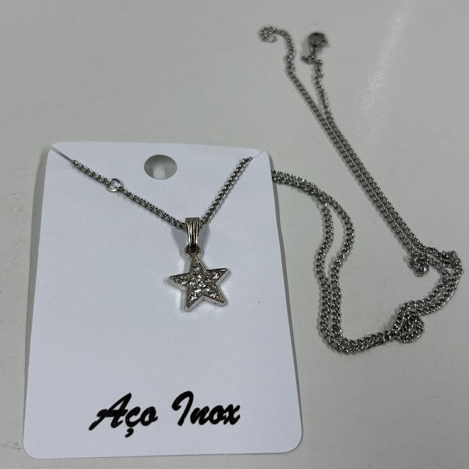 Colar de Aço Inoxidável com pingente estrela