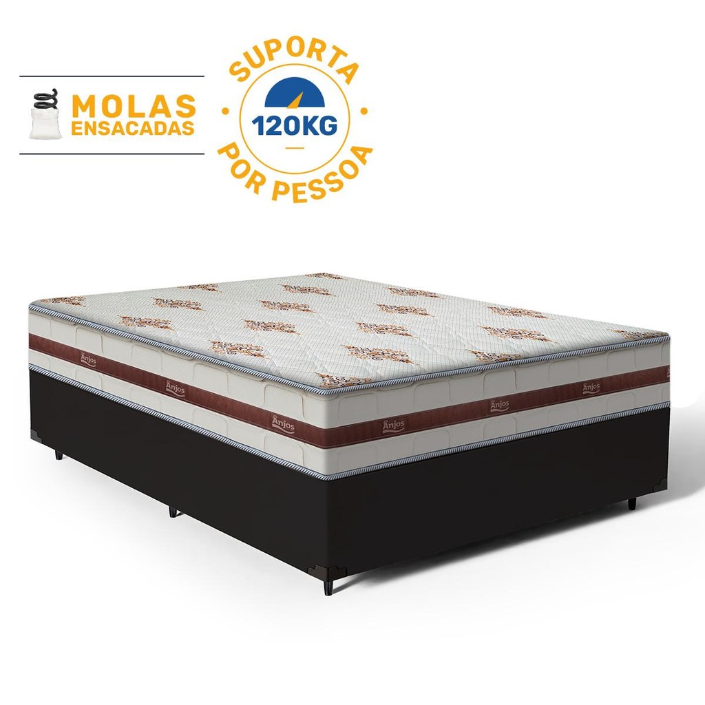 Cama Box com Colchão de Molas Ensacadas Anjos Classic Viúva 128cm