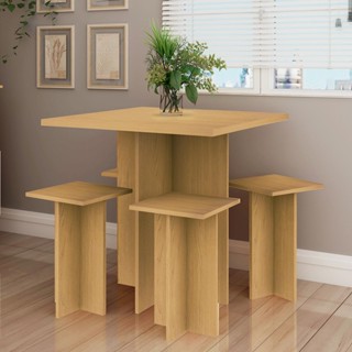 Mesa De Jantar Genialflex Kit 4 Bancos Carvalho Dakar em Oferta na Shopee