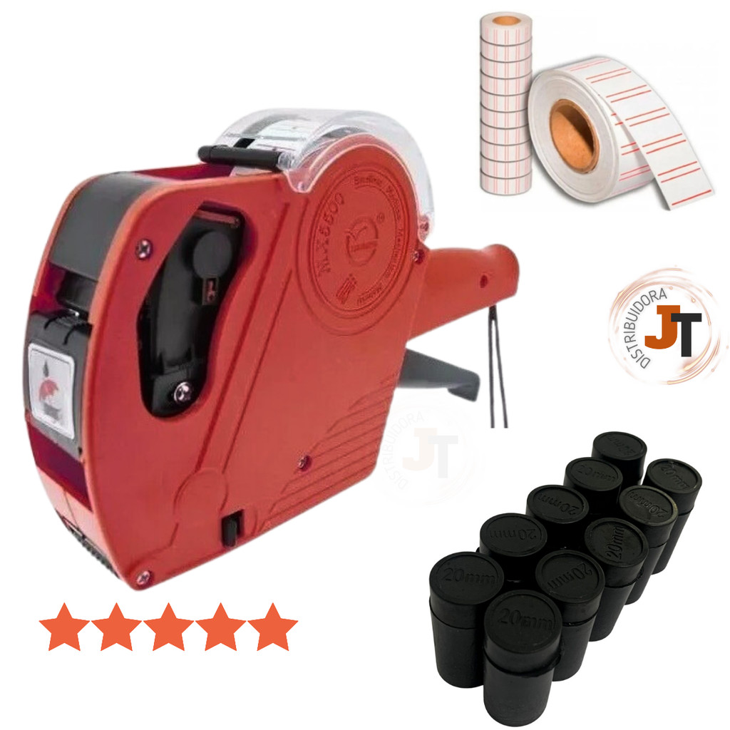 Kit Etiquetadora Manual Preço +3000 Etiqueta +10 Refil Tinta Lojista Atacado Produto Loja em Oferta na Shopee