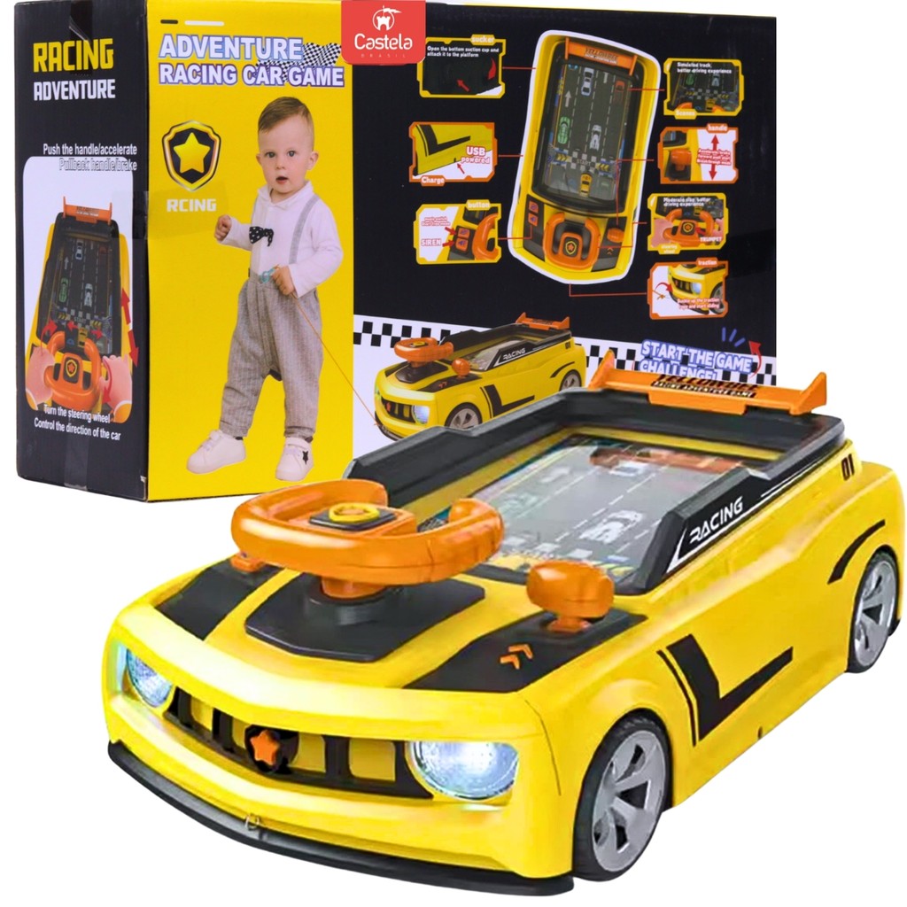 Carrinho Amarelo C/ Som Simulador De Direção Castela