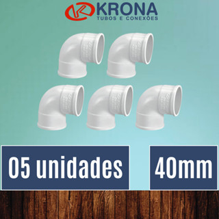 PCT 05 Unds Joelho 40mm de Esgoto Branco Pluvial 90 graus - Krona em Oferta na Shopee