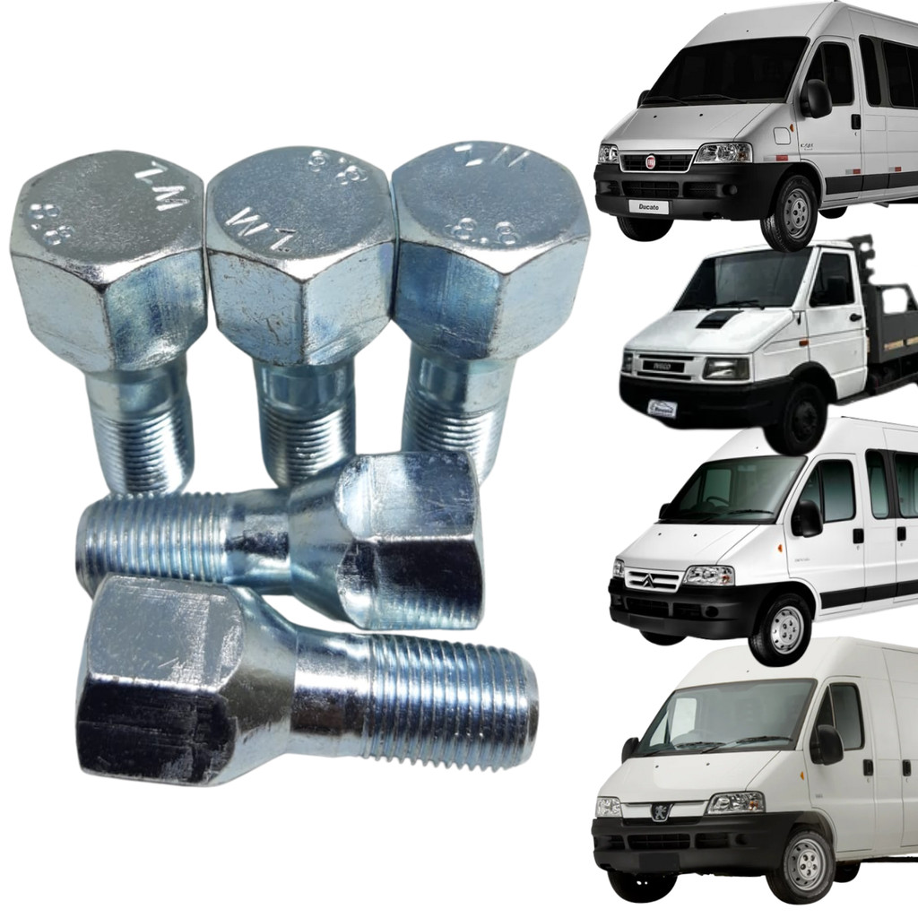 Jogo 5 Parafuso Roda Van Jumper Ducato Boxer Daily 57mm Chave 24mm ZM 3001640