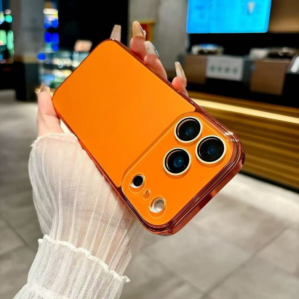 Chapeamento De Laranja Cósmico Com Logotipo AG Capa De Telefone De Vidro Fosco Para iPhone 17 12 13 14 15 16 Pro Max Plu