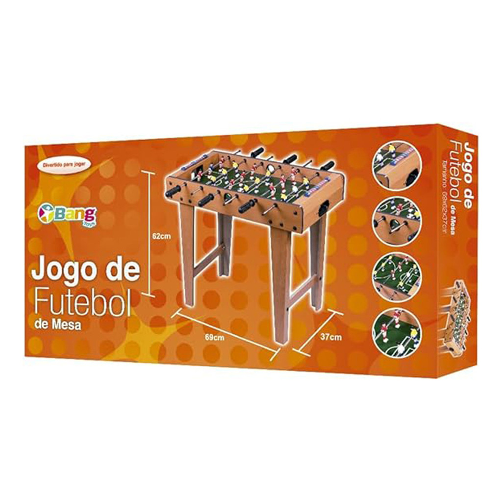Mesa Mesinha Mini Pequena Pebolim Toto Brinquedo MDF Plástico Bang Toys 5 Anos Criança Infantil