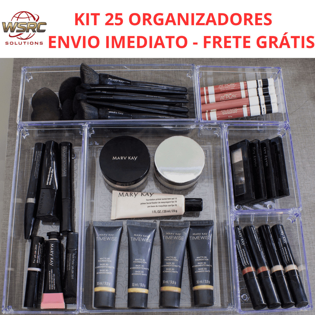 KIT 7 Organizadores de Gaveta Multiuso Conjunto, Armários, Geladeiras Potes em Acrílico