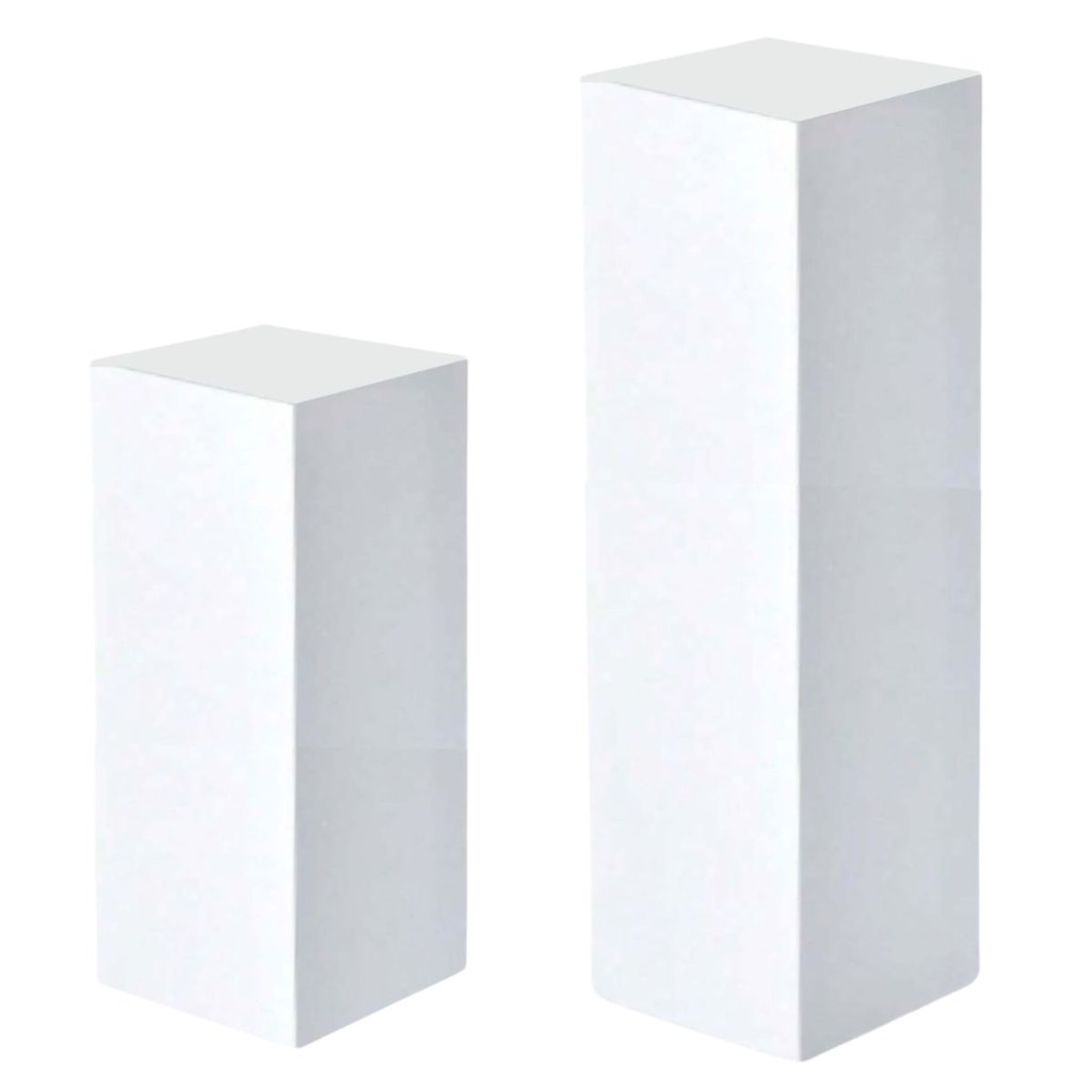 Kit 2 Cubos Base Para Vitrine Tablado MDF Branco 60/45x20cm