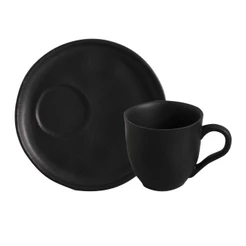 Conjunto com 6 Xícaras De Chá Bio 170ml com 6 Pires Descentralizado Preto Matte