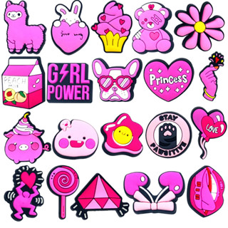 Charms de Sapatos 20 Estilos de Decorações da Série Rosa Acessórios de PVC com Botão em Oferta na Shopee