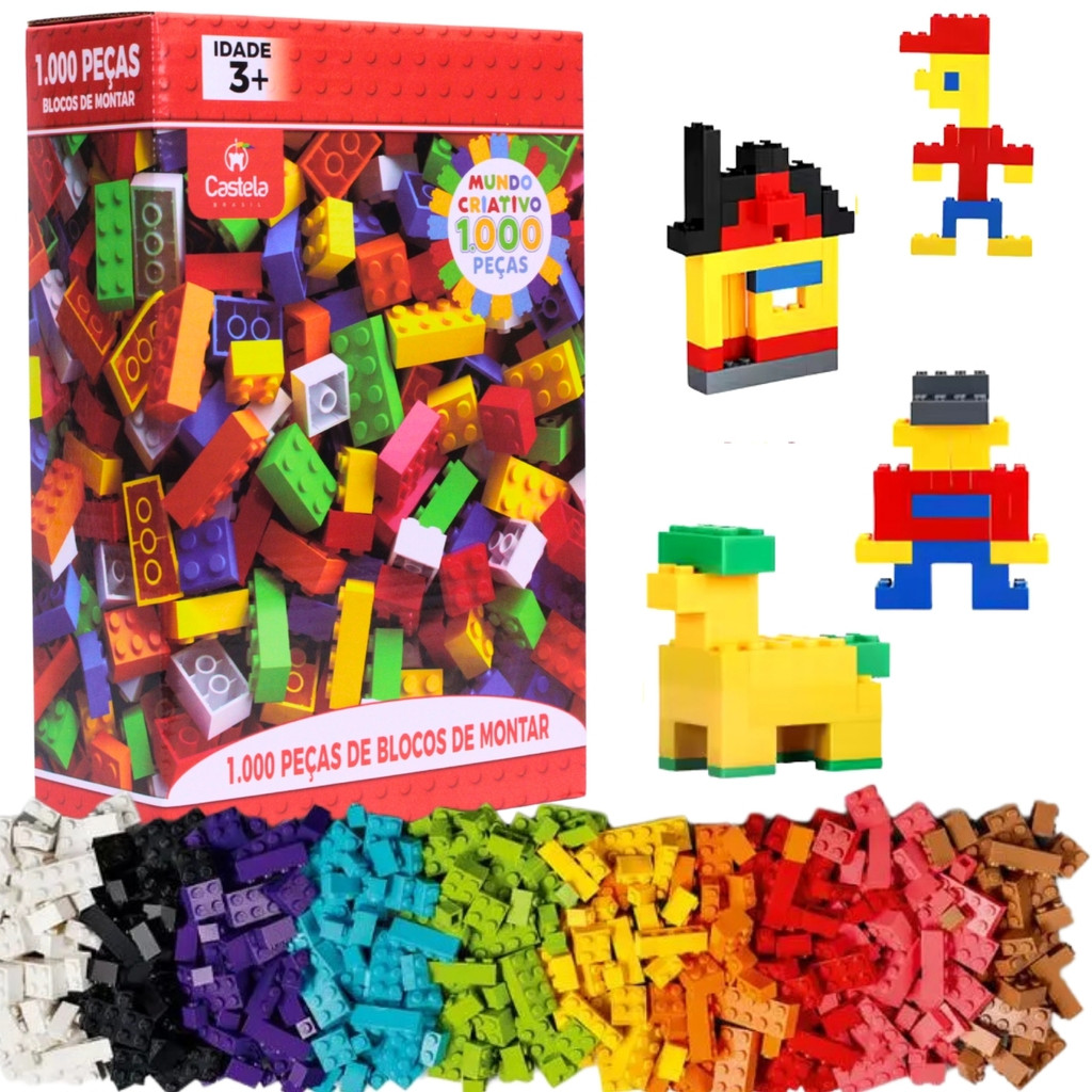 Brinquedo Blocos de Montar Educativo Infantil 1000 Peças - Castela