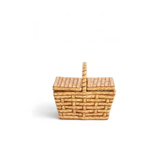 Cesta Piquenique com Alça e Tampa Mini Cesta Decorativa Estilo Vime