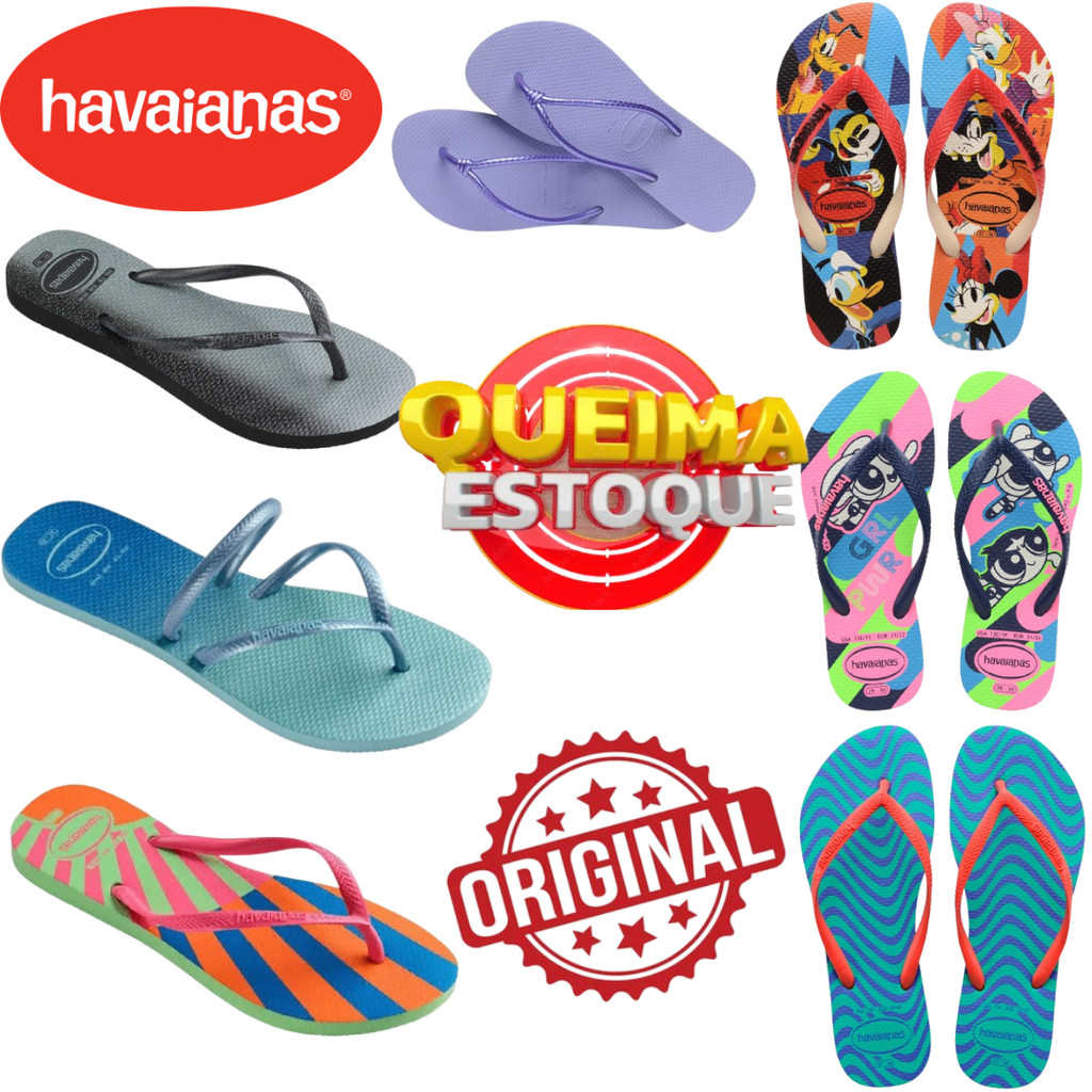 Havaianas LIQUIDAÇÃO QUEIMA DE ESTOQUE Promoção Original Modelos Estampas Chinelo dedo Feminino Masc