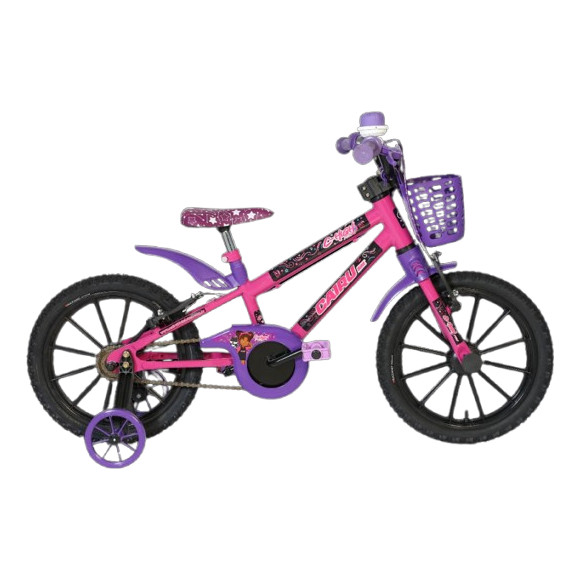 Bicicleta Cairu Kids Aro 16 Feminino Com Cestinha Rodinhas