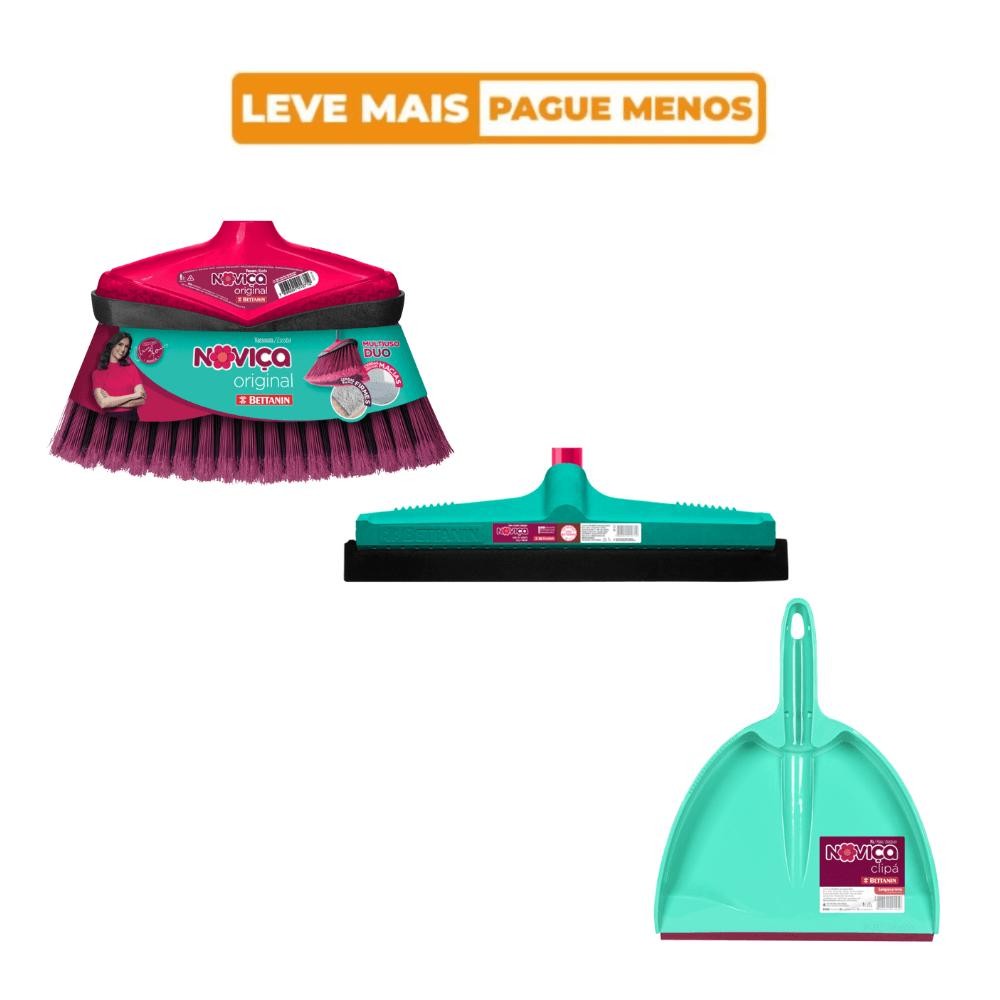 Kit Vassoura Sem Cabo + Rodo 30cm Sem Cabo + Pá Para Lixo Noviça em Oferta na Shopee