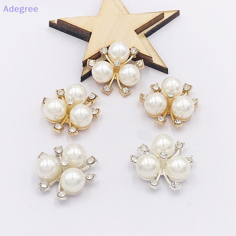 Adegree 10 Peças DIY Flor Strass Botão De Pérola Decoração De Casamento Costura Artesanato Novo em Oferta na Shopee