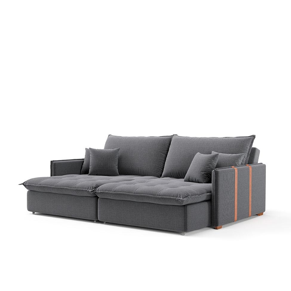 Sofá Retrátil Sem Caixa 3 lugares Solomons Linho Grafite em Oferta na Shopee