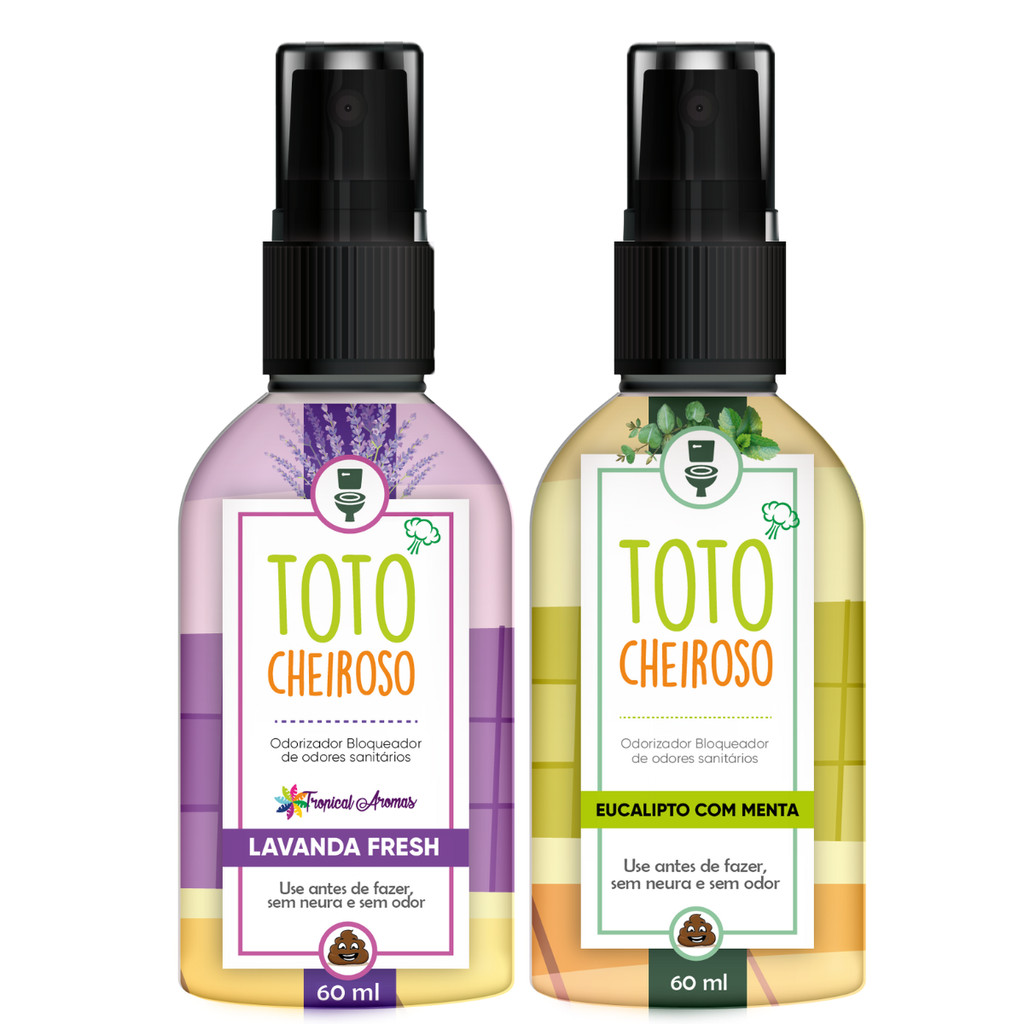 Kit Bloqueador Odores Totó Cheiroso Lavanda Fresh Eucalipto Menta 60ml Tropical Aromas