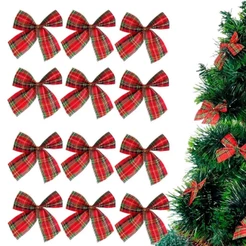 Kit 6 Laço Xadrez Enfeite Decorativo Natalino Natal Laçinho Decoração laçinhos decorativos
