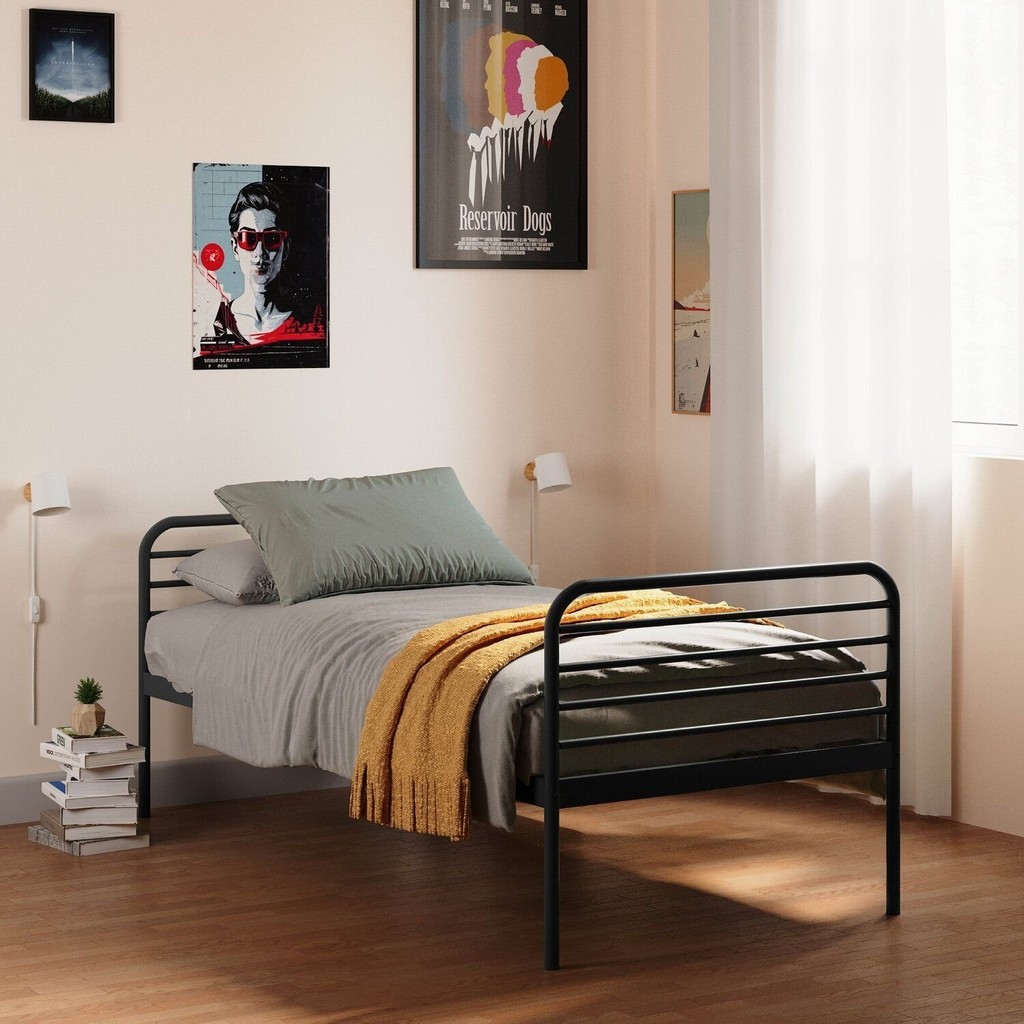 Cama Solteiro em Ferro Aço Carbono Tubular Teko Casatema MadeiraOriginals Preto Fosco/Álamo em Oferta na Shopee