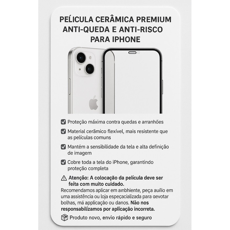Película Cerâmica fosca Flexível Premium para celular iPhone
