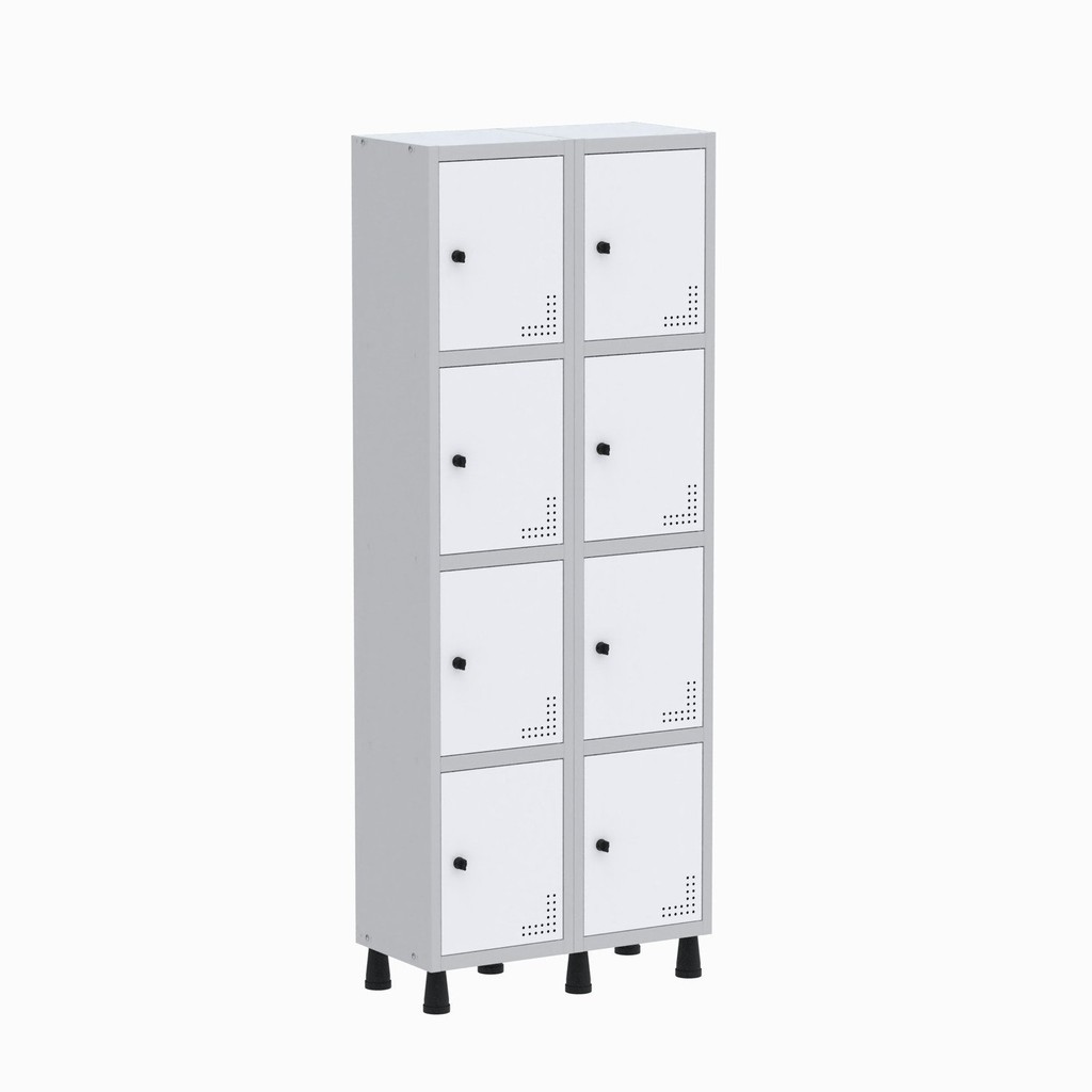 Armário Locker Guarda Volume Aço Light 8 portas 69x179,5cm Cinza/Branco em Oferta na Shopee