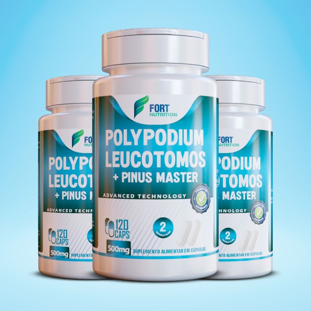 POLYPODIUM LEUCOTOMOS + PINUS MASTER | 500mg | 120/240/360 Cápsulas | NATURAL em Oferta na Shopee