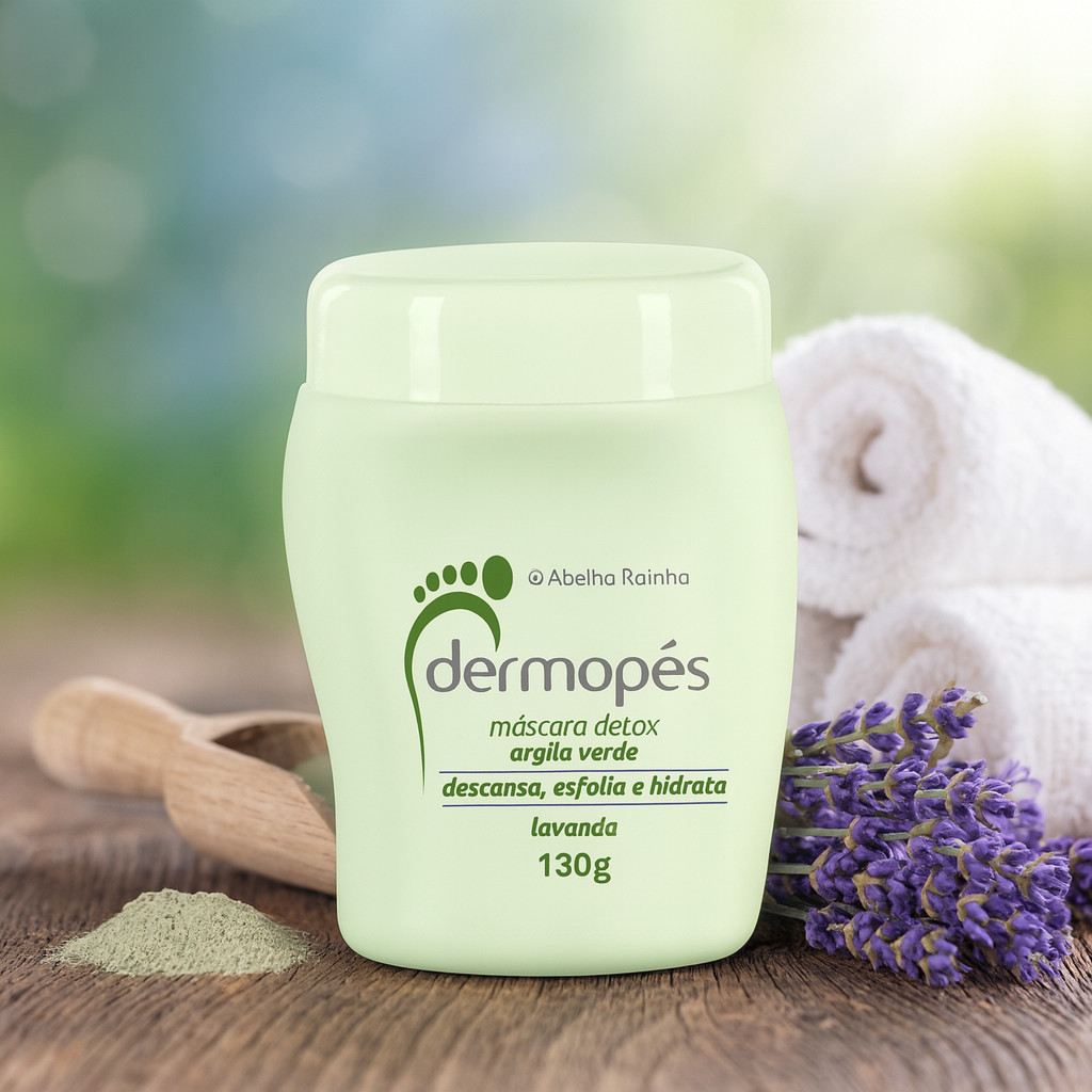 Dermopés Máscara Detox P/ Os Pés Descansa e Esfolia Com Hidratação Efeito Calmante Fragrância Lavanda Abelha Rainha 130g