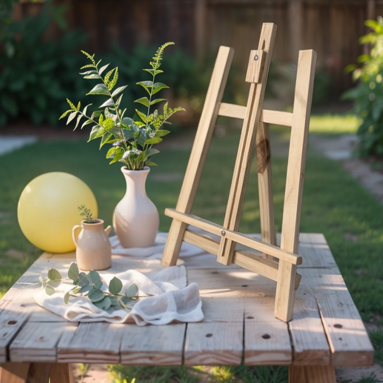 Cavalete De Mesa De Para Telas De Pintura Madeira Pinus Natural Decoração