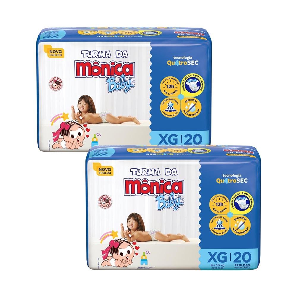 Kit 2 Fraldas Turma da Mônica Baby Jumbo XG com 20un cada em Oferta na Shopee
