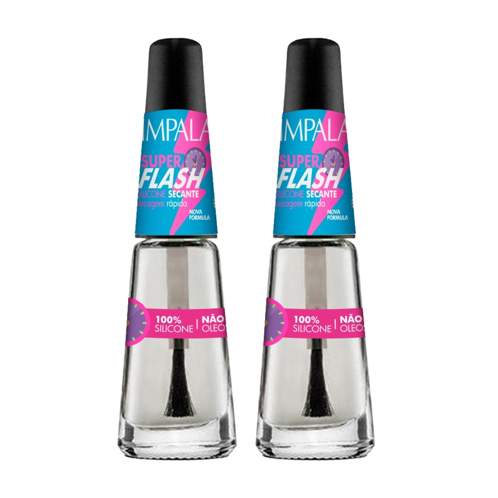 Kit 2 Esmalte Impala Base Super Flash Silicone Manicure