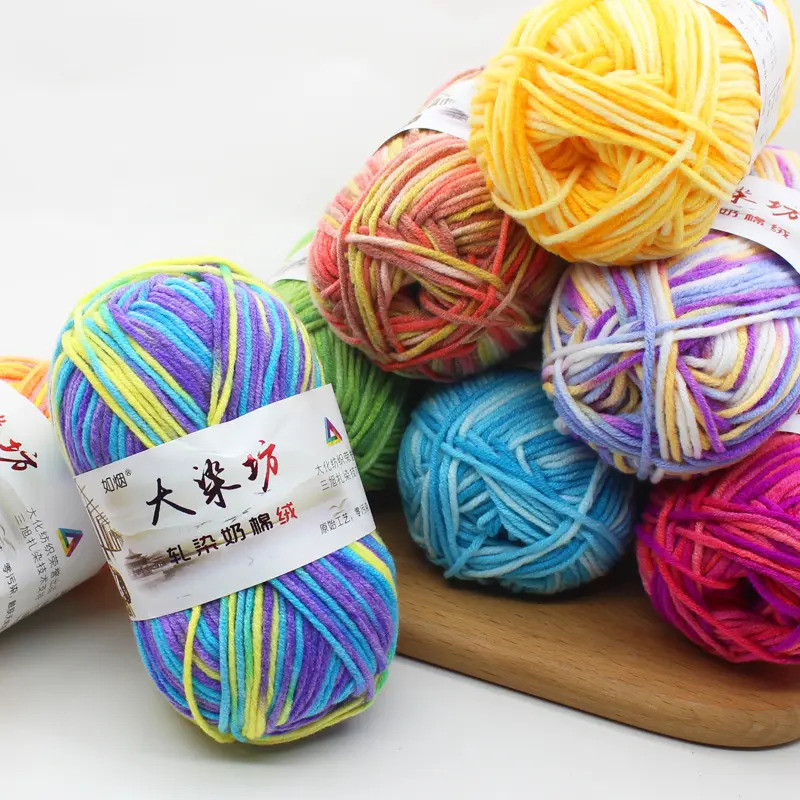 Fio de Algodão Leite 5ply para Crochê, código de cor Mix Color 1-47, 50 gramas/fio/fio de crochê/algodão leite