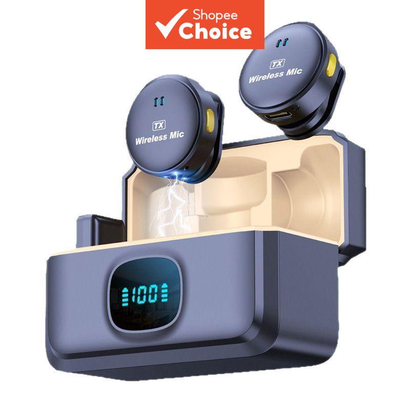 Microfone Sem Fio Para Vlogging , De Lapela Duplo , Mini Com Estojo De Carregamento , Transmissor E Receptor