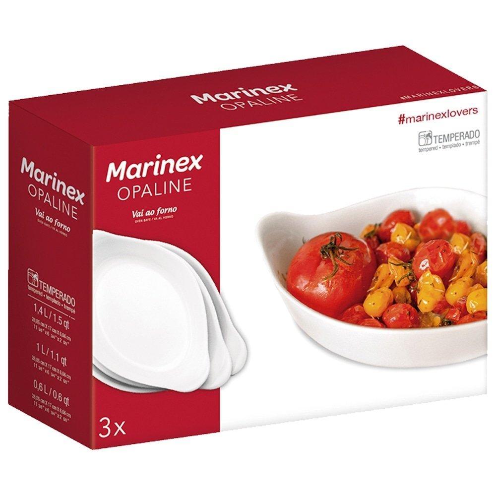 Imagem Conjunto Assadeira Marinex Opaline Oval 0,6/1,0/1,4L 3 Peças