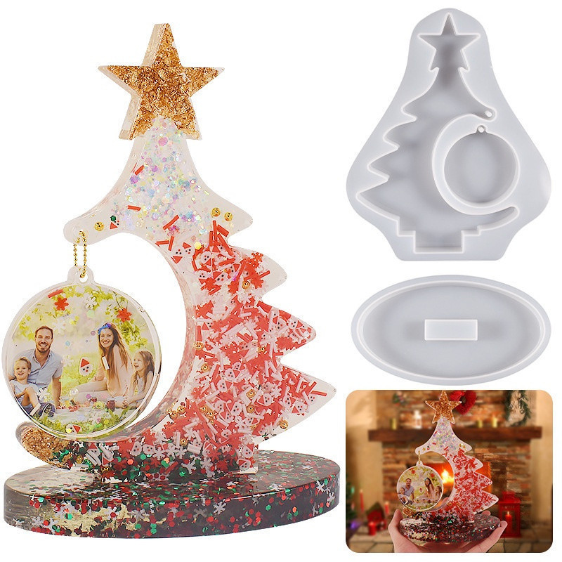 Molde de Resina em Forma de Árvore de Natal Silicone DIY Decorações de Natal Molde de Resina 3D JWYT