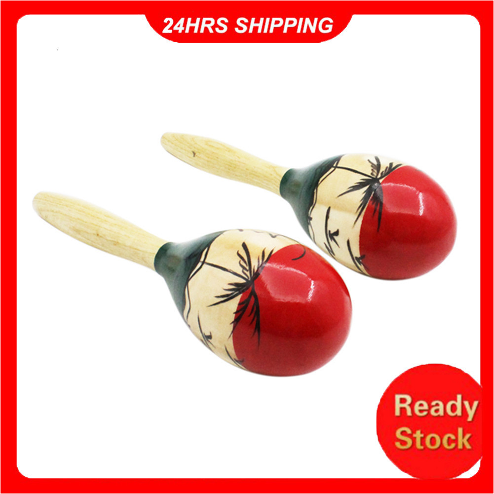 Par De Madeira Grandes Maracas Rumba Shakers Chocalhos Areia Martelo Instrumento Percussão Brinquedo Musical Para Crianç