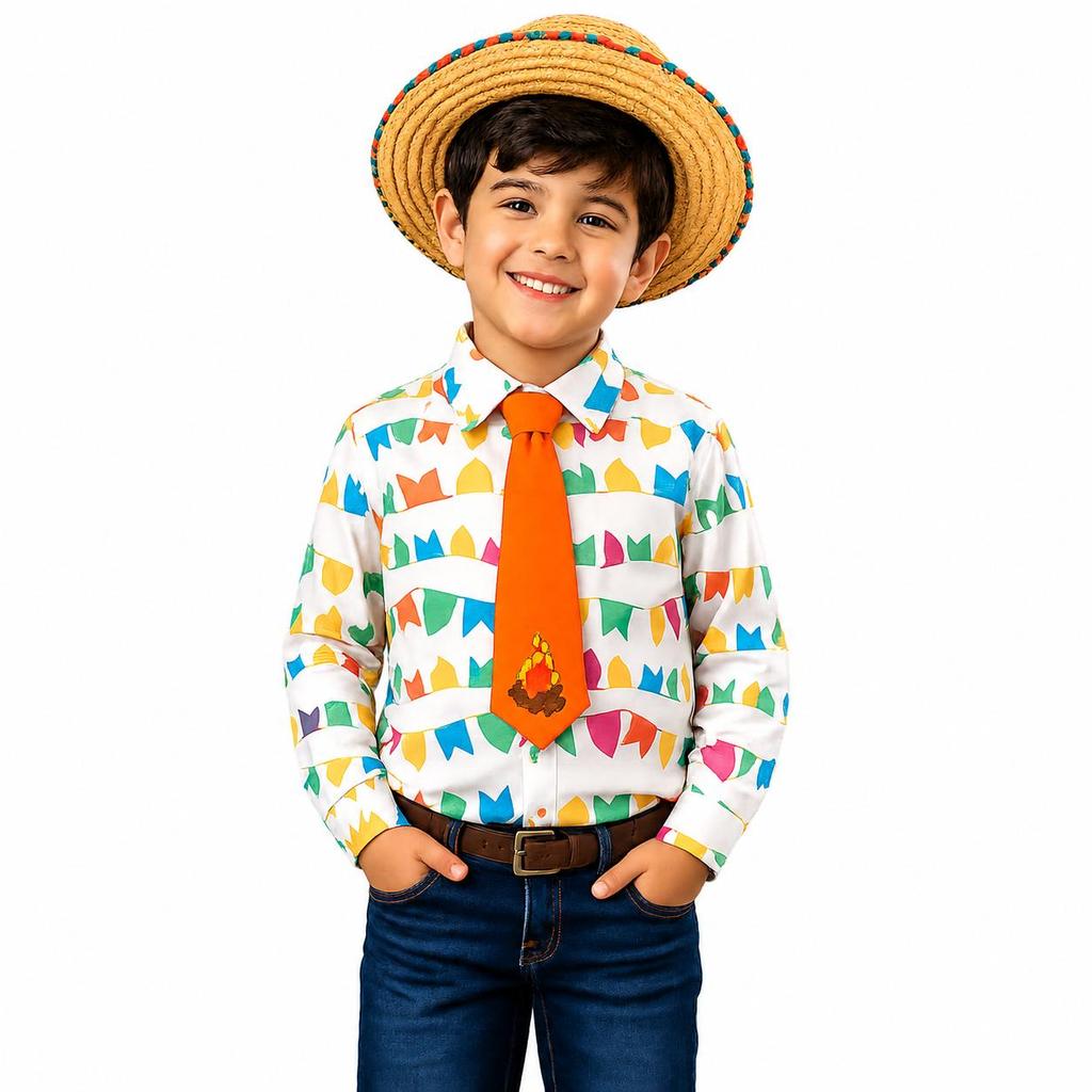 camisa festa junina julina infantil com gravata blusa pra menino roupa caipira de quermesse e dança escola 