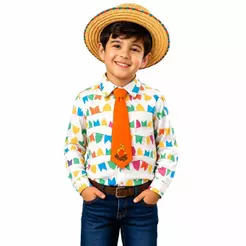 camisa festa junina julina infantil com gravata blusa pra menino roupa caipira de quermesse e dança escola
