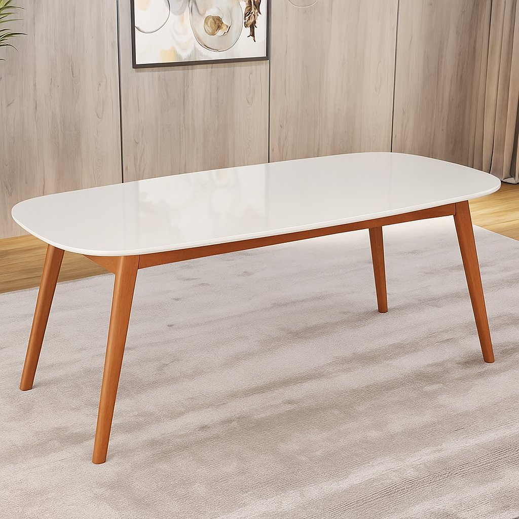 Mesa 180cm X 80cm Mdf com Vidro Laqueado Ceci Yescasa 180