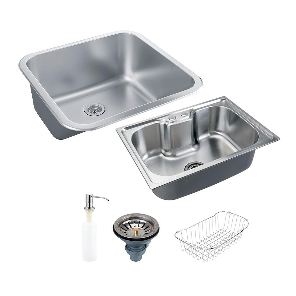 Kit Tanque Aço Inox e Cuba Para Cozinha Nawa Pingoo