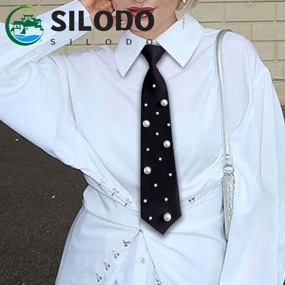 Gravata De Pérolas SILODO , Longa Com Borlas Pretas , Colar Estilo Acadêmico , Gargantilha , Decoração , Camisa