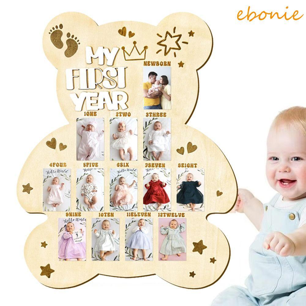EBONIE Baby Milestone-Moldura Para Fotos , Formato De Urso/Ovo/Porta 12 Meses , Primeiro Ano , Quadro Ornamento