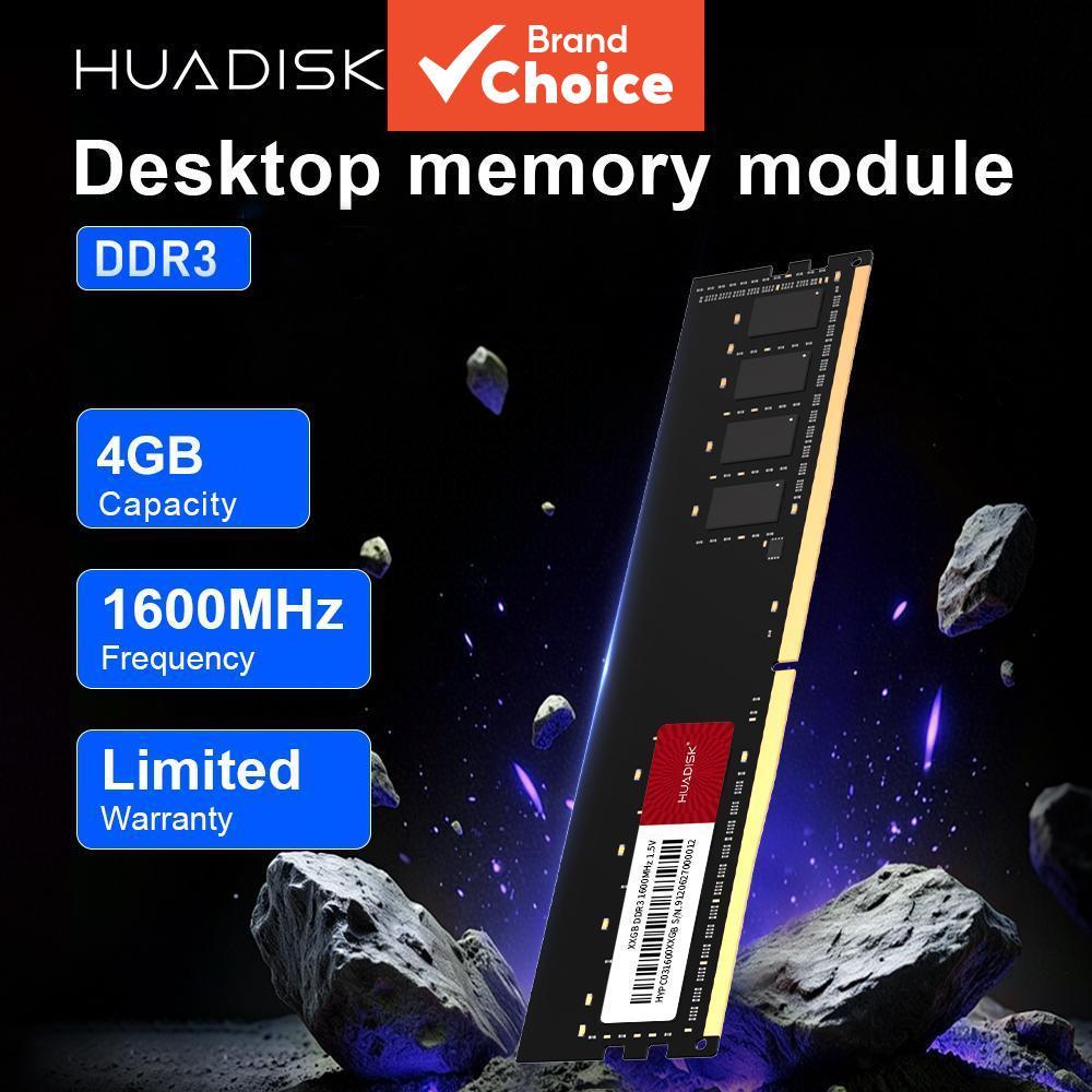 Memória de Desktop DDR3 HUADISK 1600MHz 1.5V 4GB Memória PC de Alto Desempenho Compatível com Intel AMD