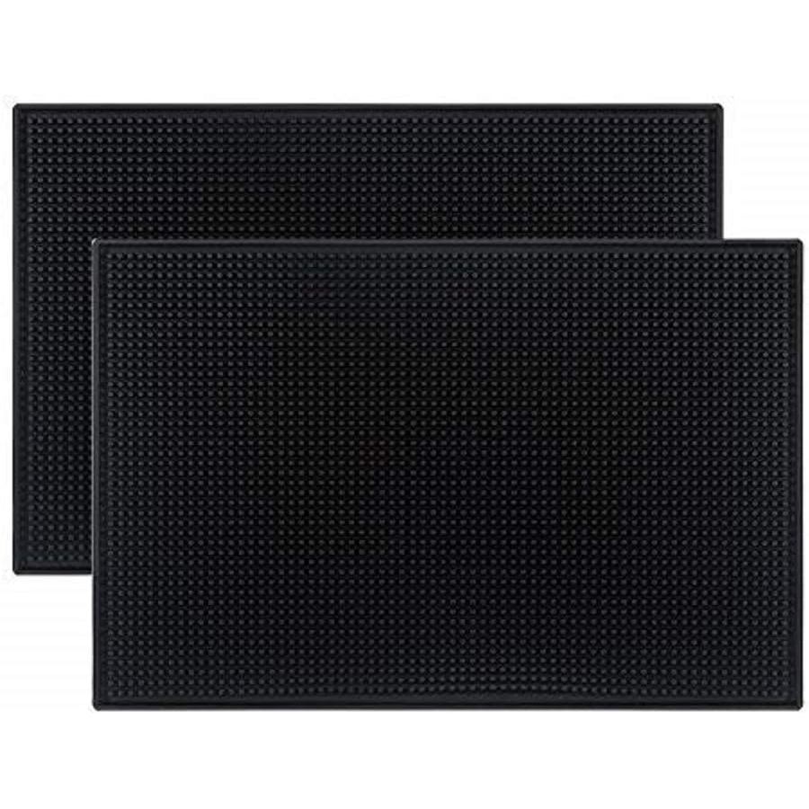 Tebery Conjunto de 2 Tapetes Pretos para Bar, 18" x 12" Tapete de Borracha para Secagem de Louça para Bancada, Tapetes A