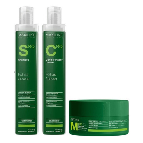 Maxiline Folhas Kit Shampoo, Condicionador E Máscara Reconst